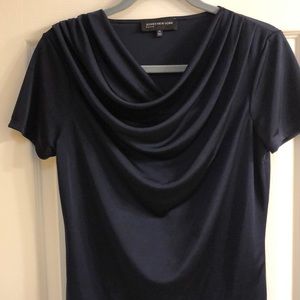 Jones New York PS Navy cowl neck silky feeling blouse